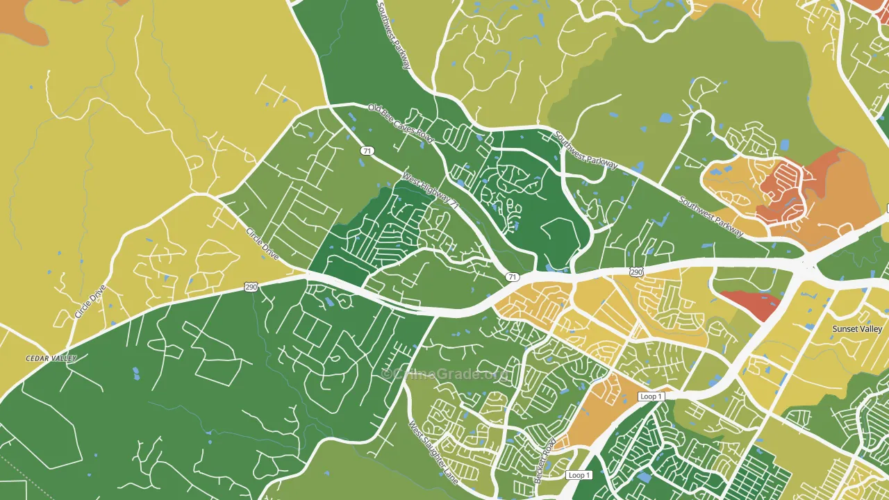 West Oak Hill, Austin, TX Map of Arson Rates