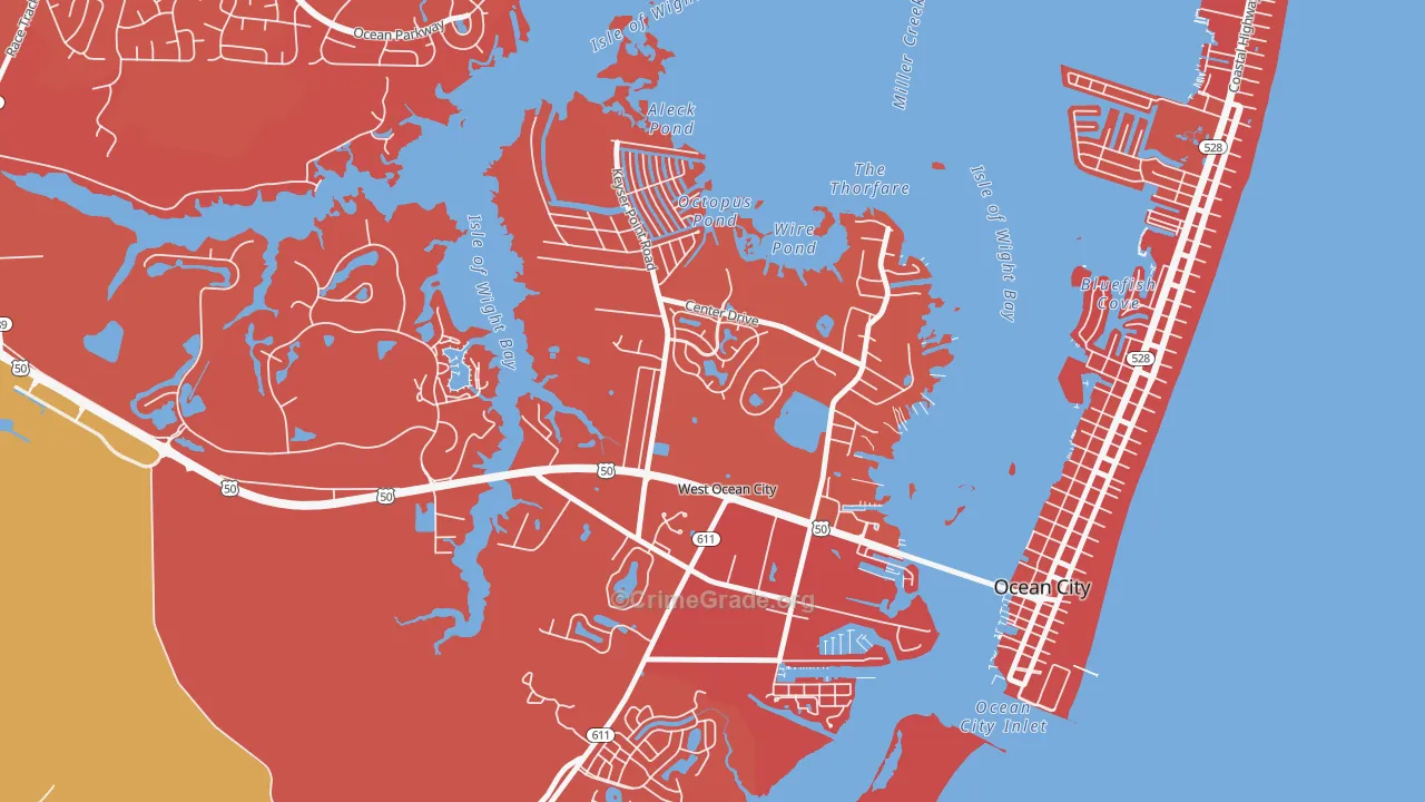 West Ocean City, MD Map of Arson Rates