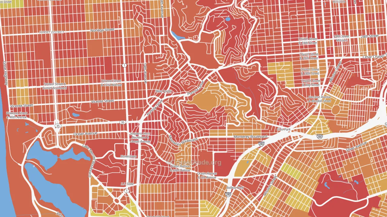 West of Twin Peaks, San Francisco, CA Map of Arson Rates