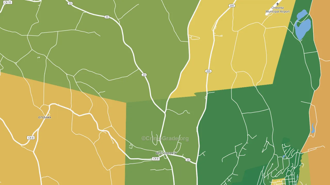 West Oneonta, NY Map of Arson Rates