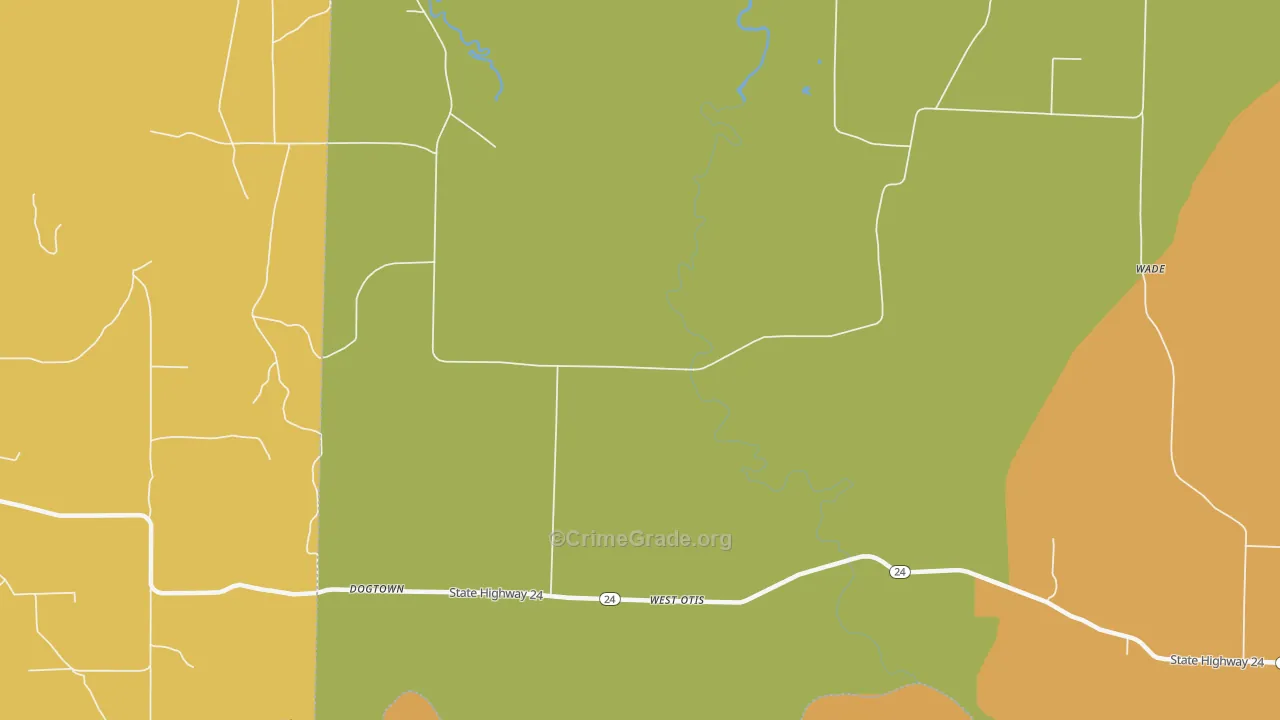 West Otis, AR Map of Arson Rates