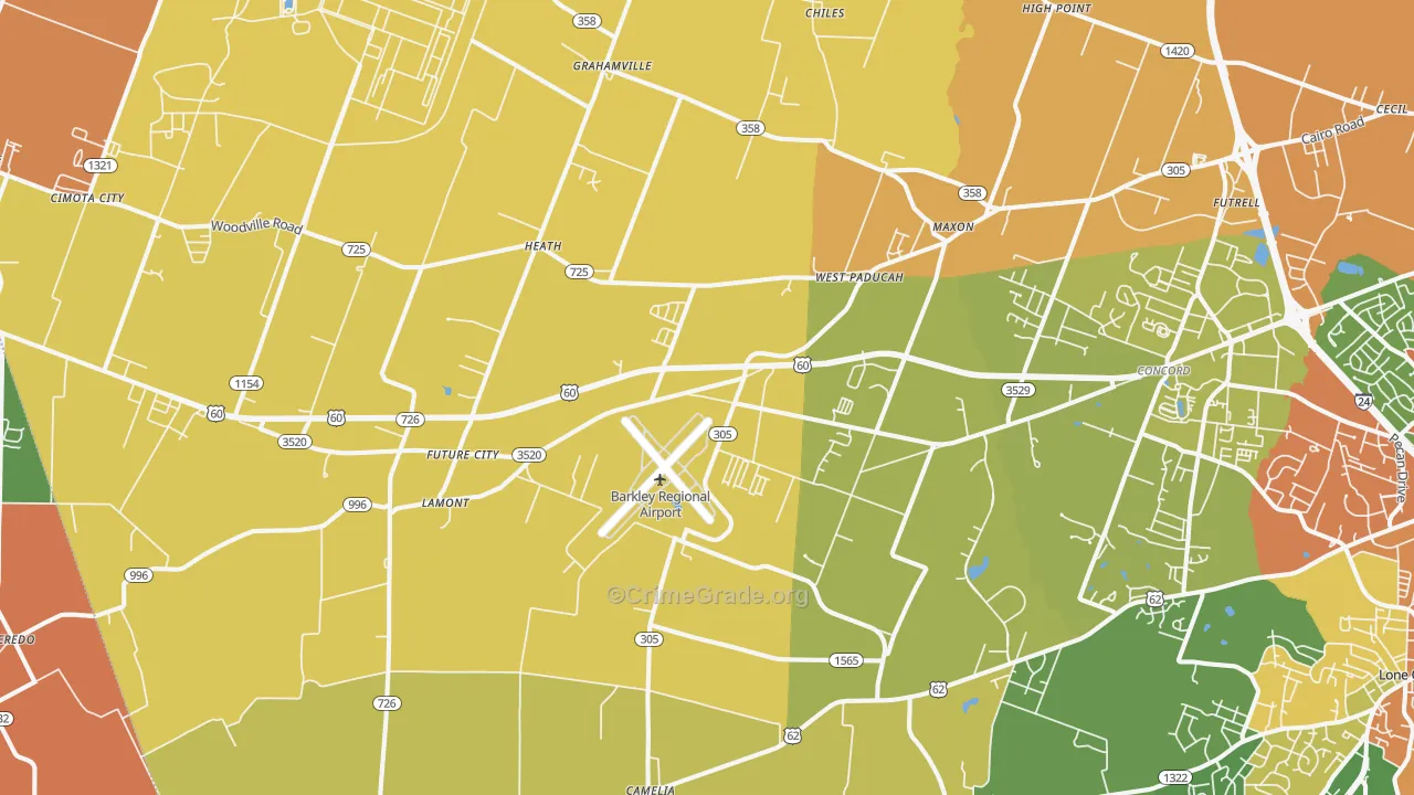 West Paducah, KY Map of Arson Rates