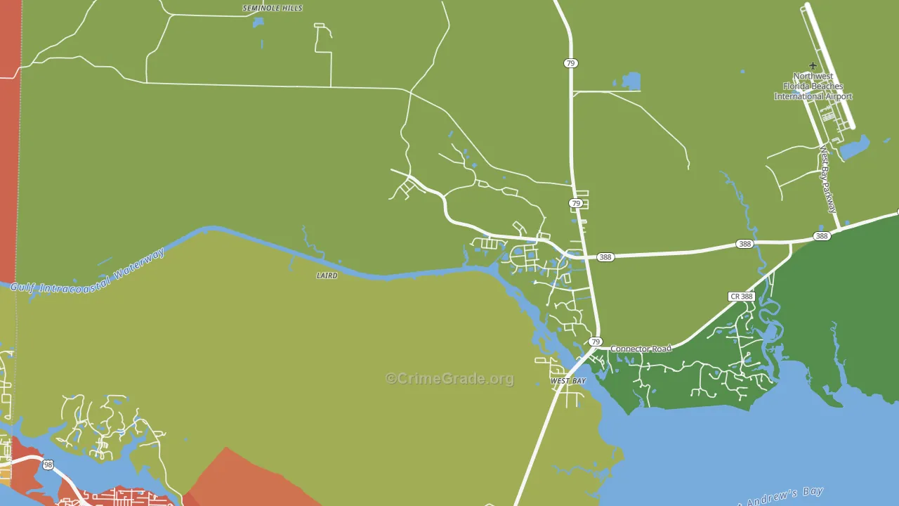 West Panama City Beach, FL Map of Arson Rates