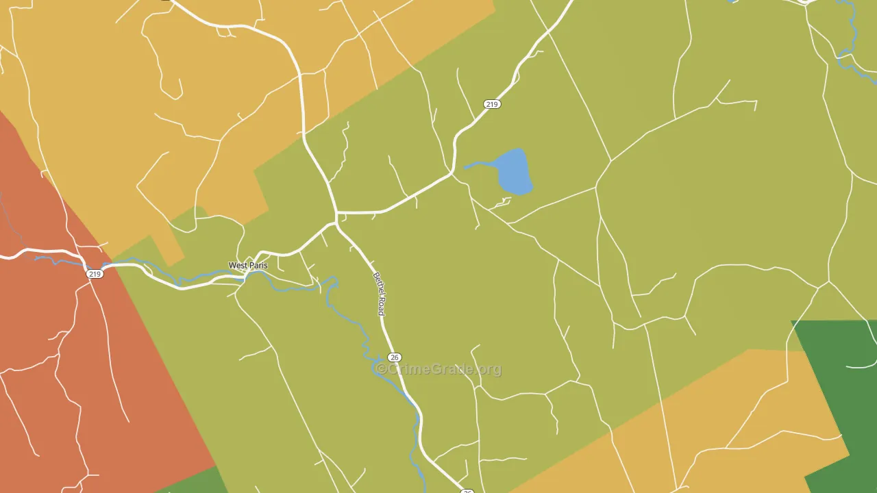 West Paris, ME Map of Arson Rates