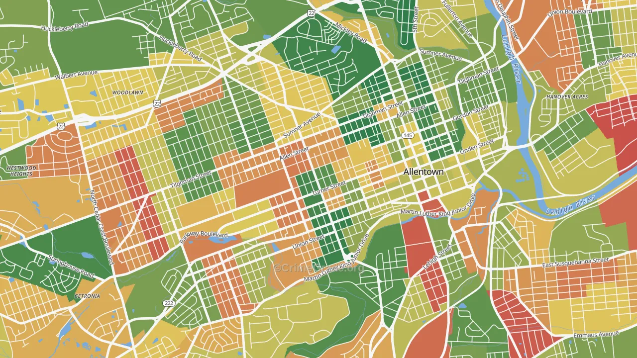 West Park, Allentown, PA Map of Arson Rates