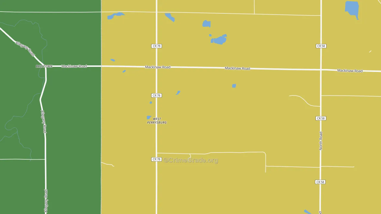 West Perrysburg, NY Map of Arson Rates