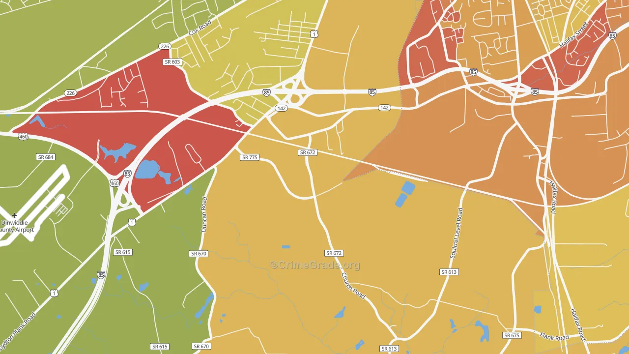West Petersburg, VA Map of Arson Rates