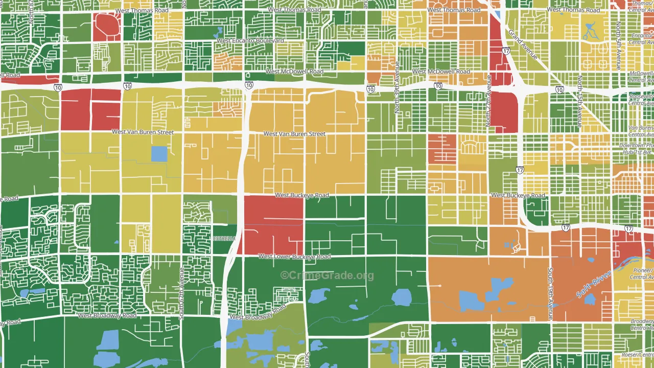 West Phoenix, Phoenix, AZ Map of Arson Rates