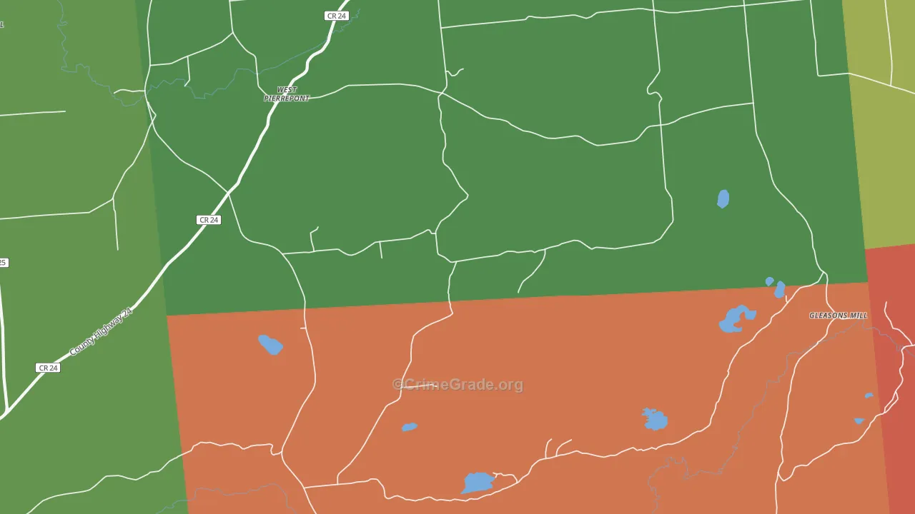 West Pierrepont, NY Map of Arson Rates