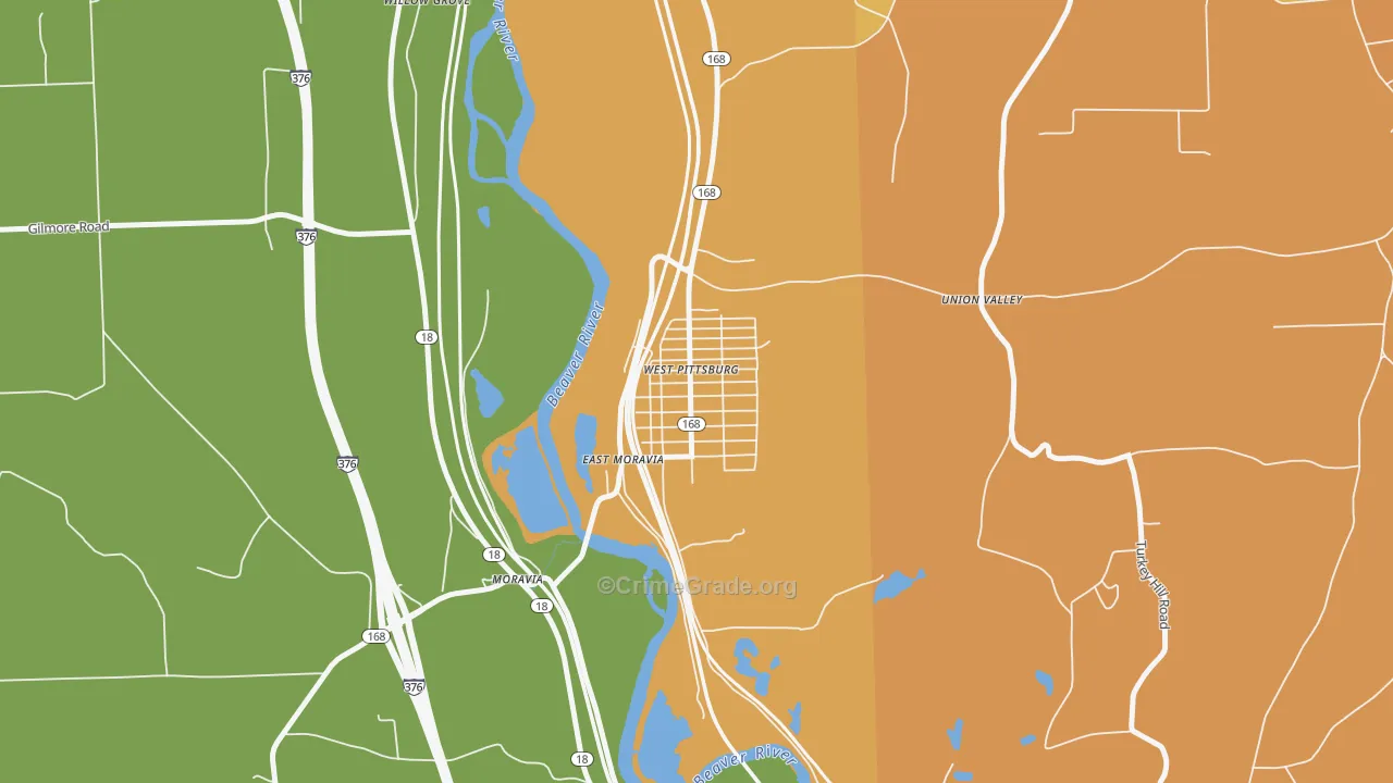 West Pittsburg, PA Map of Arson Rates