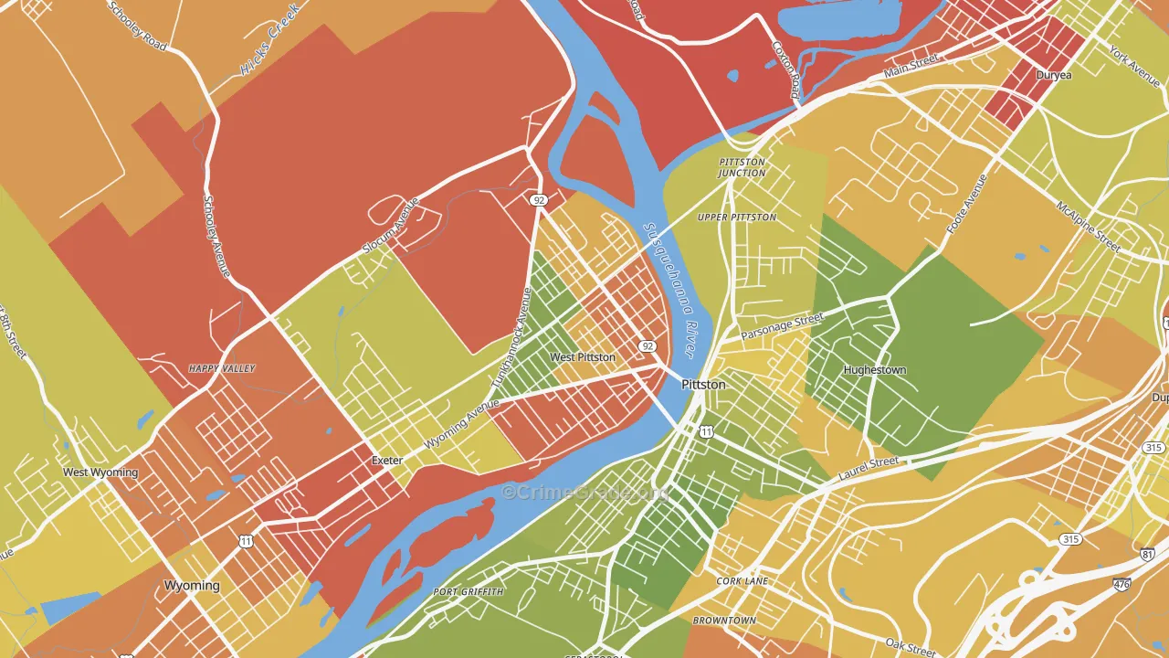 West Pittston, PA Map of Arson Rates