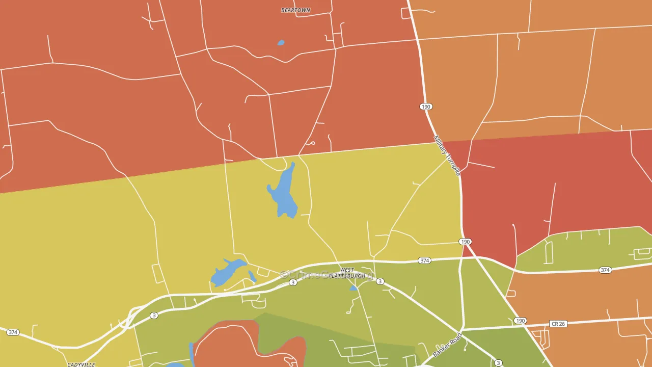 West Plattsburg, NY Map of Arson Rates