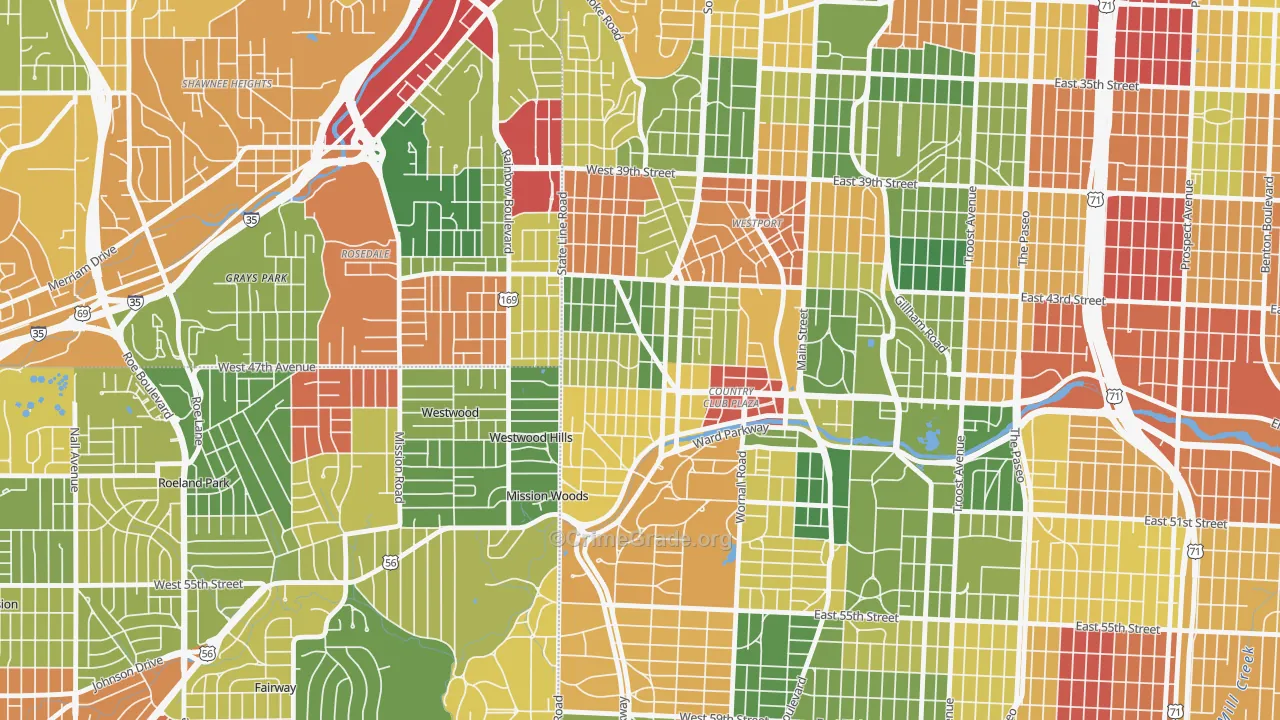 West Plaza, Kansas City, MO Map of Arson Rates