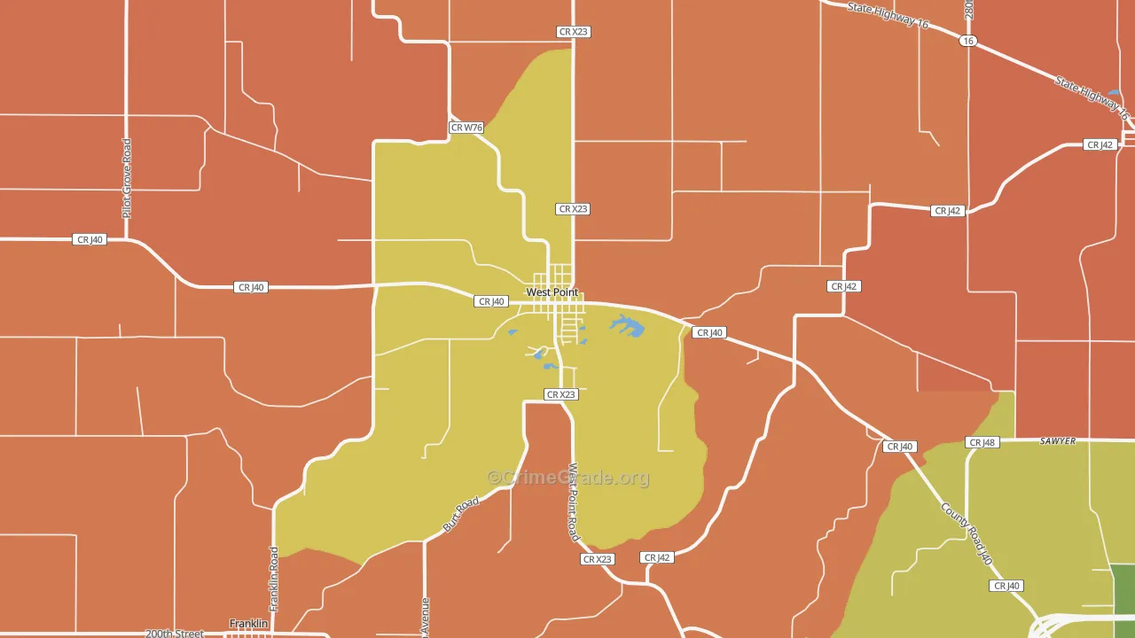 West Point, IA Map of Arson Rates