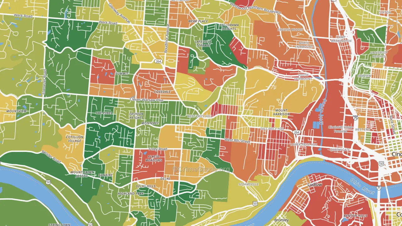 West Price Hill, Cincinnati, OH Map of Arson Rates