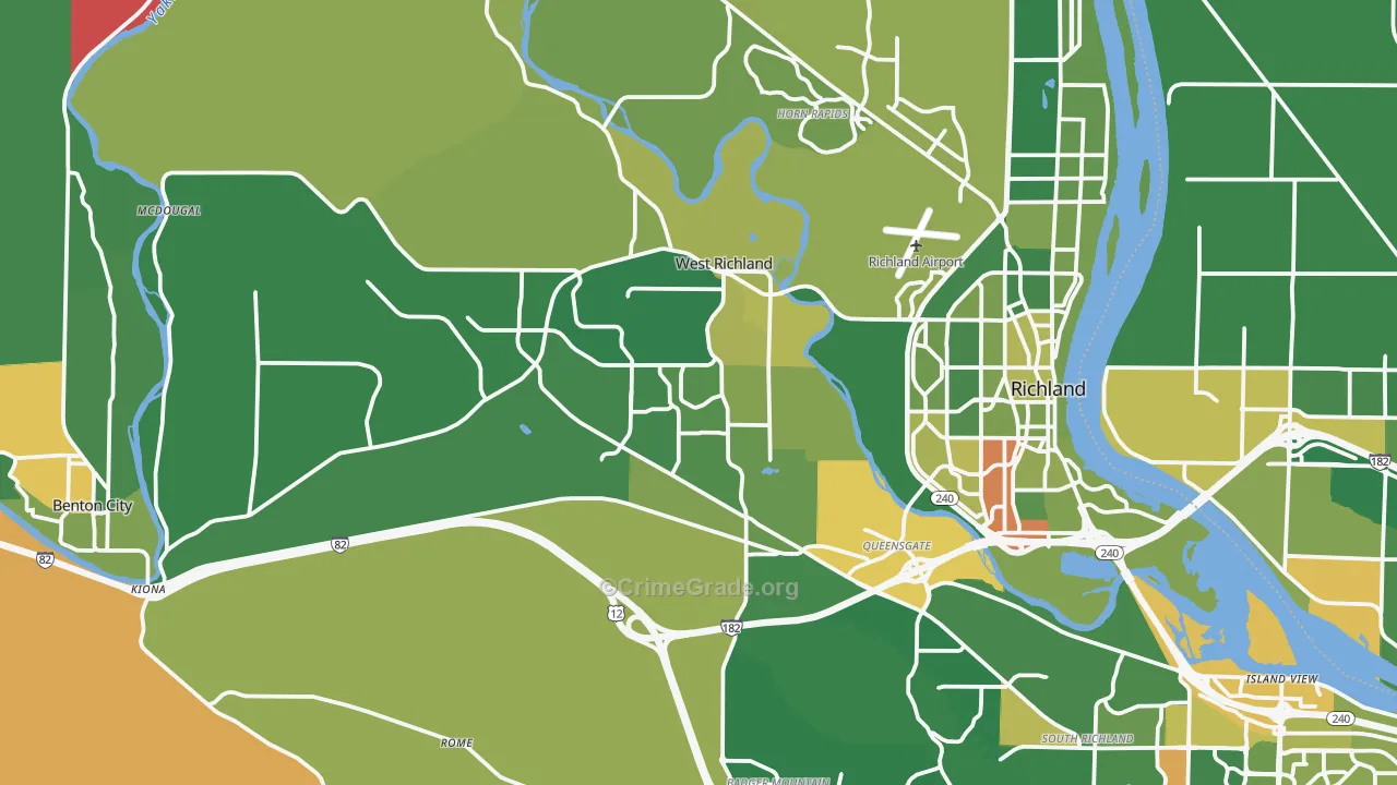 West Richland, WA Map of Arson Rates