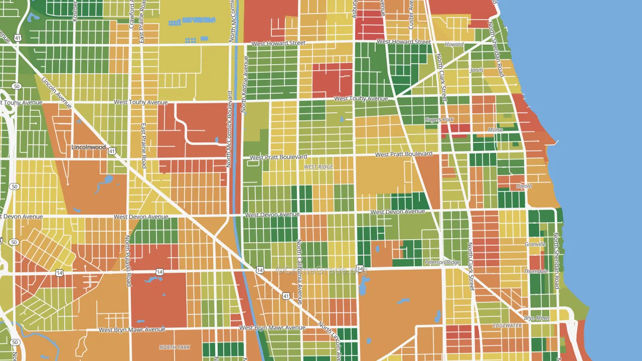 West Ridge, Chicago, IL Map of Arson Rates