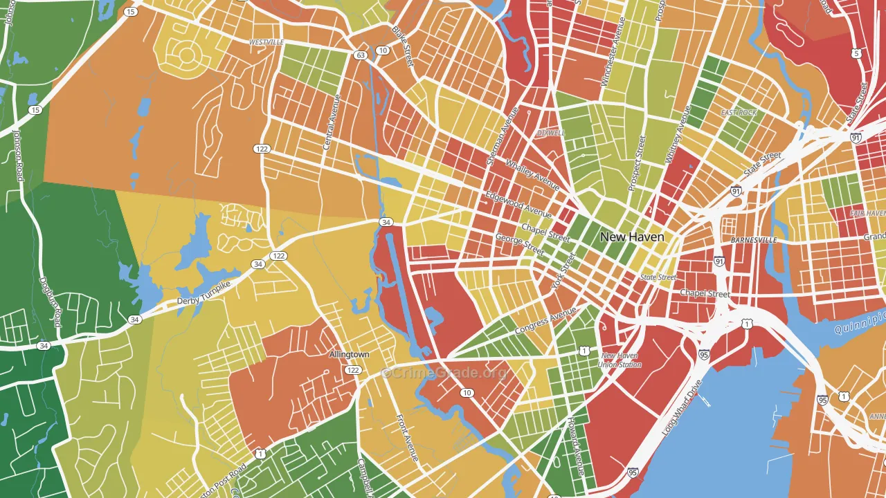 West River, New Haven, CT Map of Arson Rates