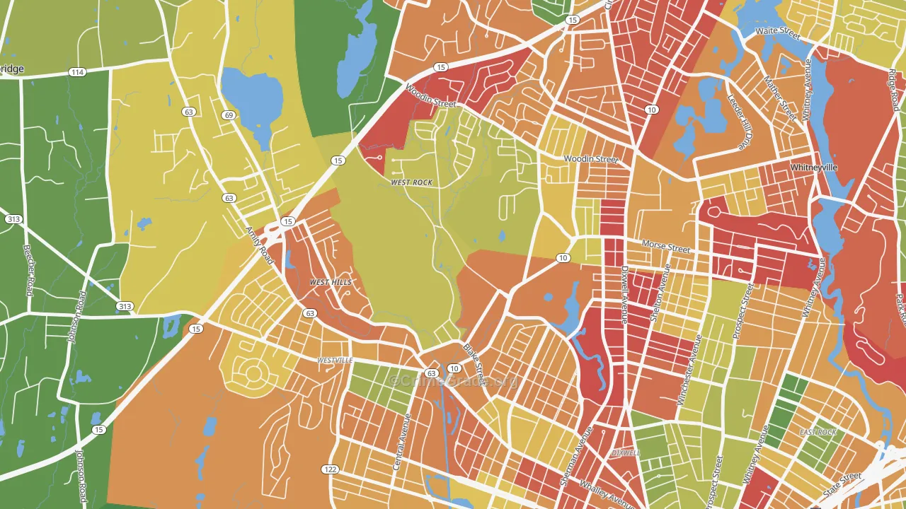 West Rock, New Haven, CT Map of Arson Rates