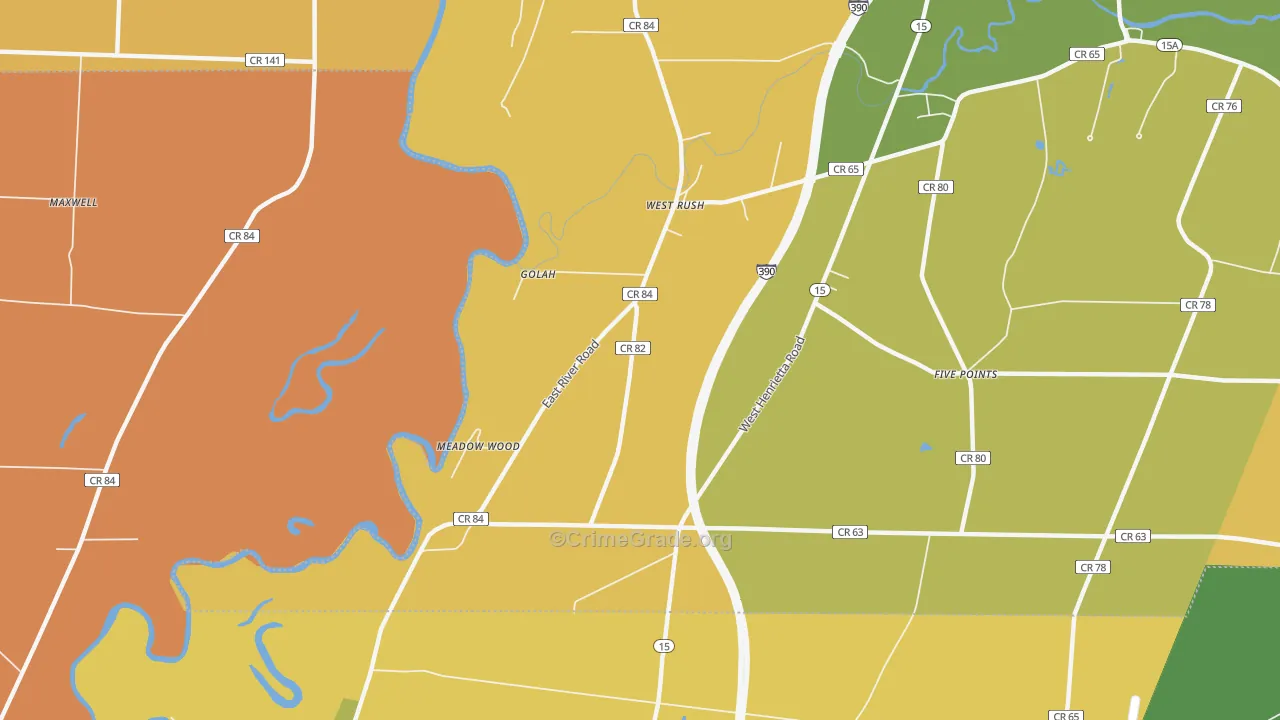 West Rush, NY Map of Arson Rates
