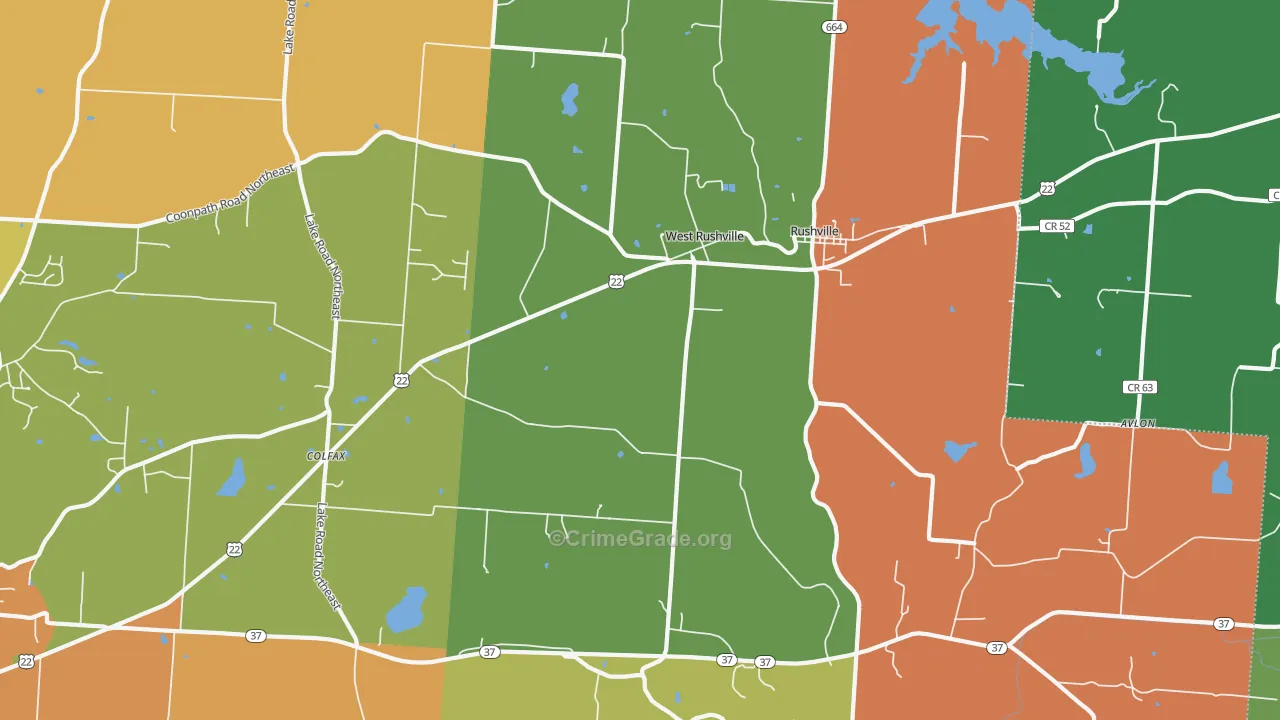 West Rushville, OH Map of Arson Rates