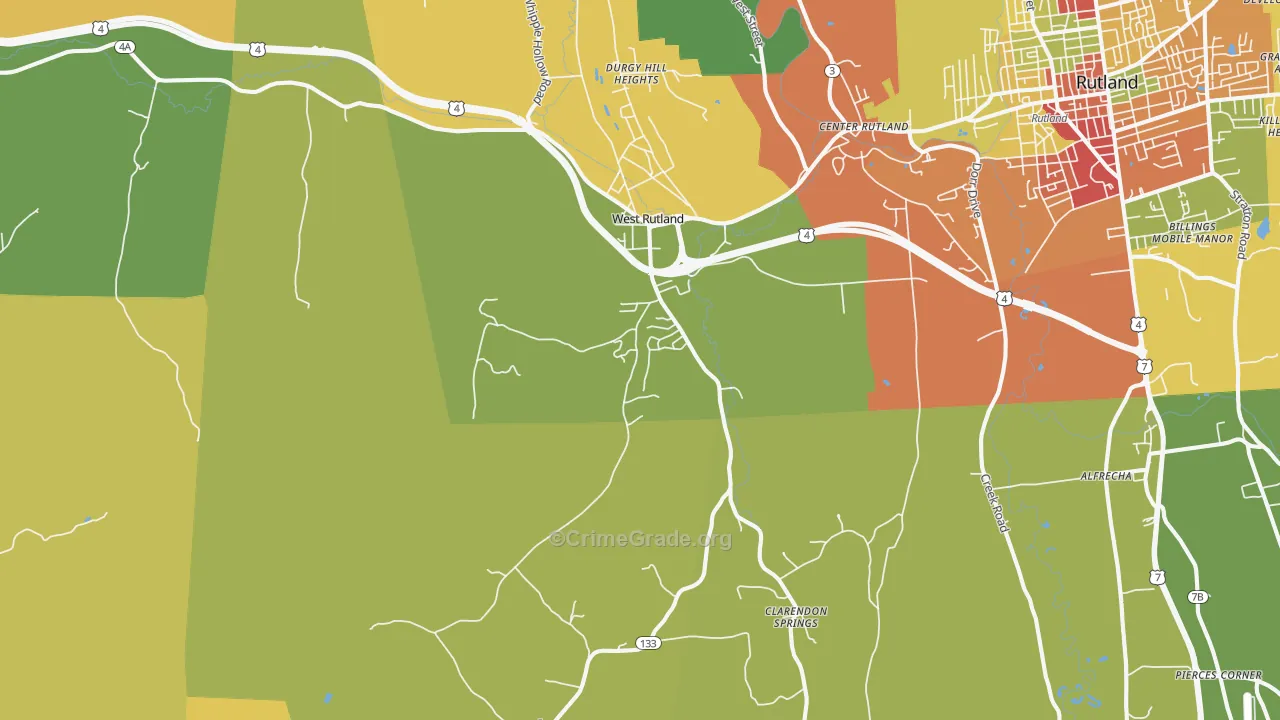 West Rutland, VT Map of Arson Rates