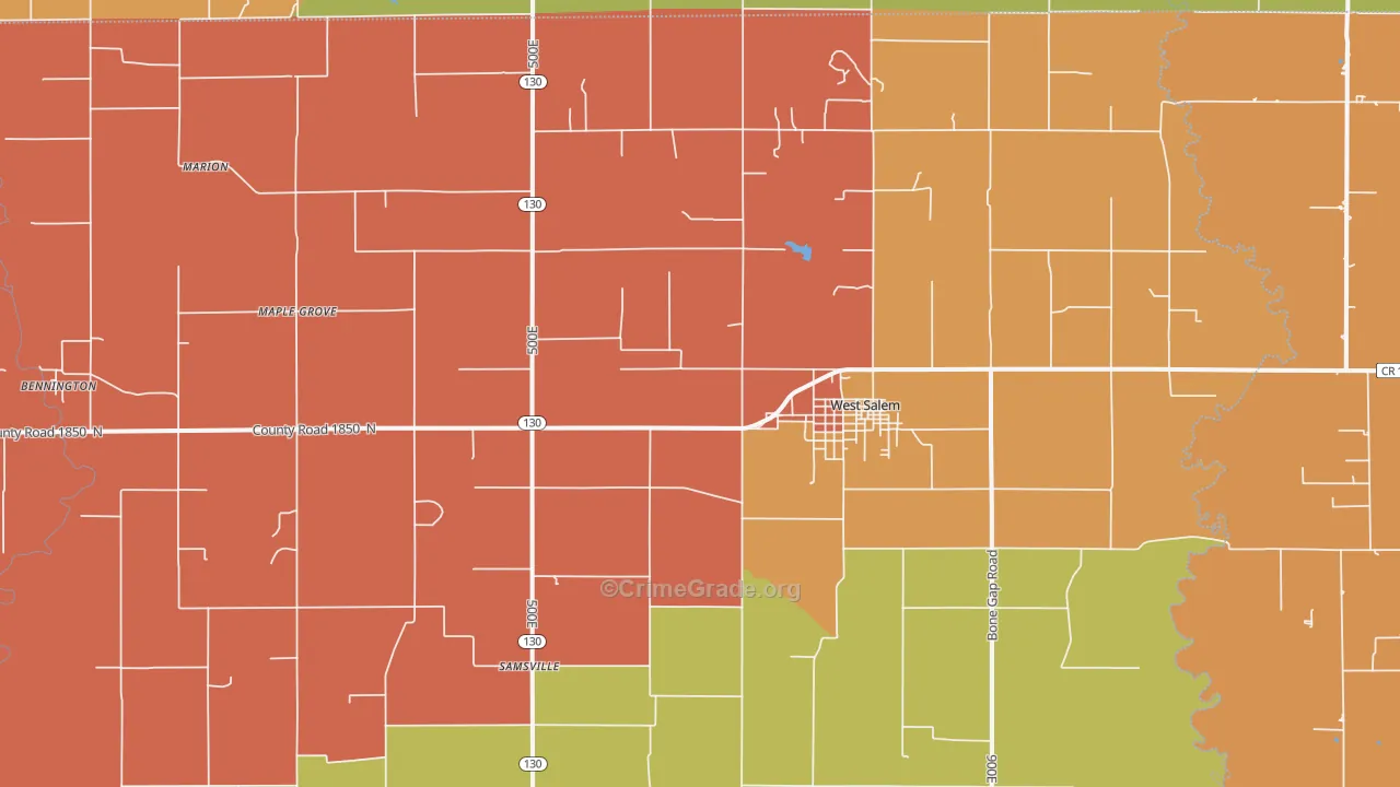 West Salem, IL Map of Arson Rates
