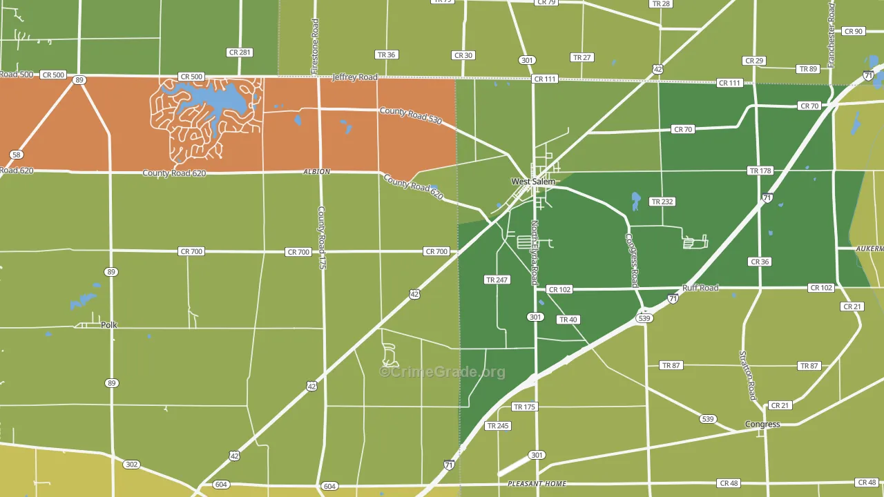 West Salem, OH Map of Arson Rates