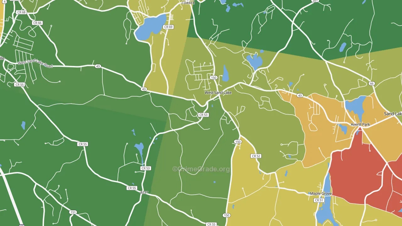 West Sand Lake, NY Map of Arson Rates