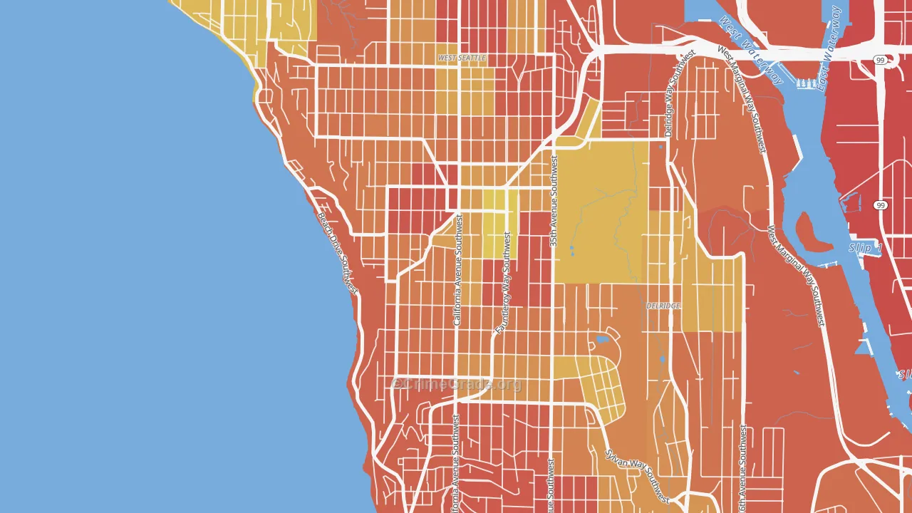 West Seattle, Seattle, WA Map of Arson Rates
