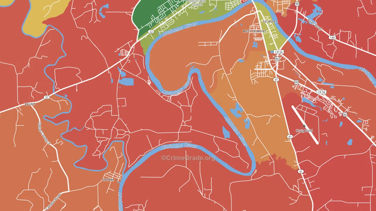 West Selmont, AL Map of Arson Rates