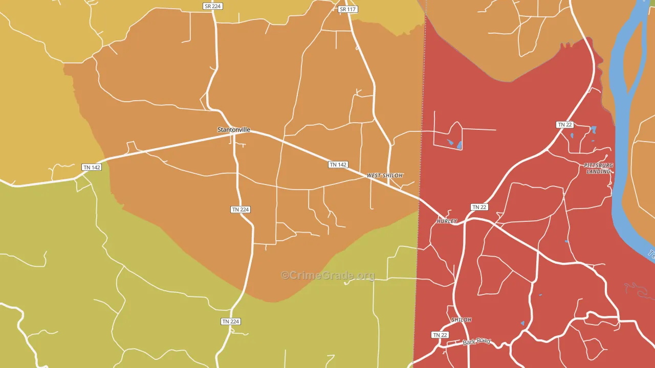 West Shiloh, TN Map of Arson Rates