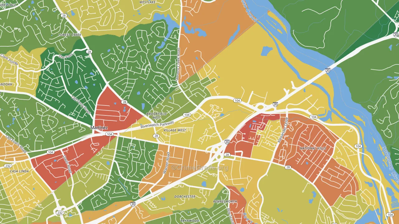 West Side, Augusta, GA Map of Arson Rates