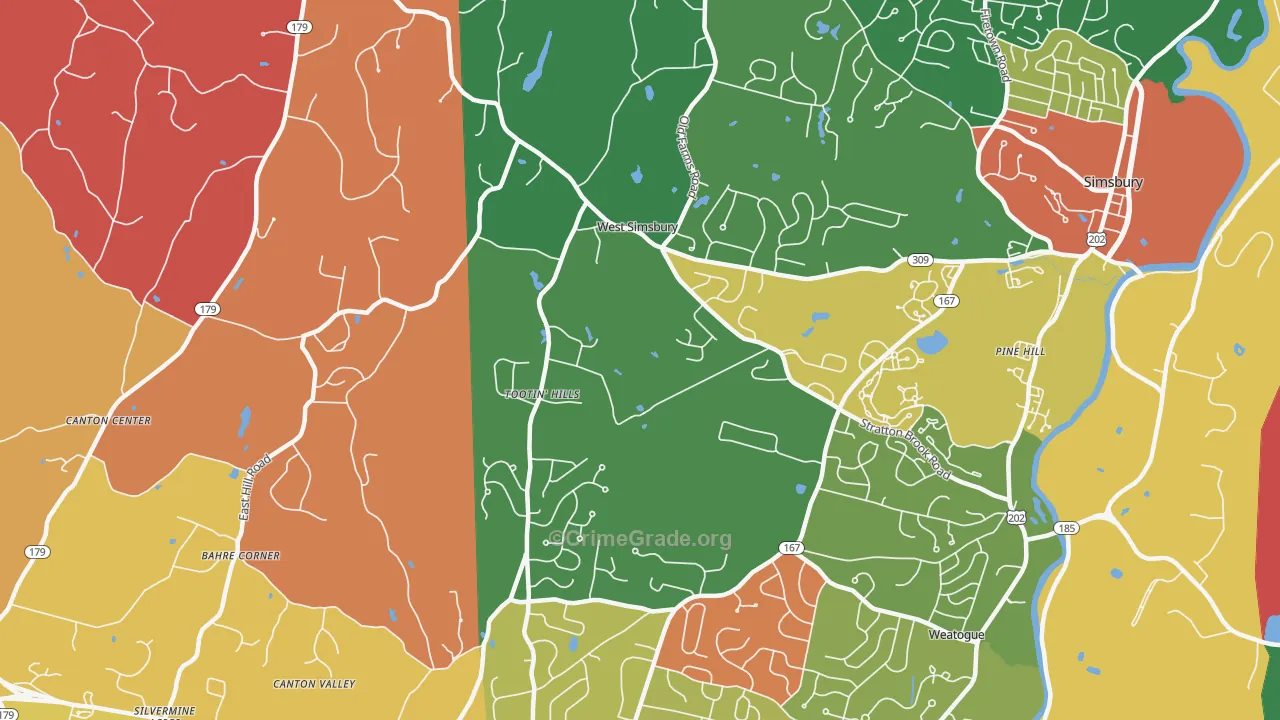 West Simsbury, CT Map of Arson Rates