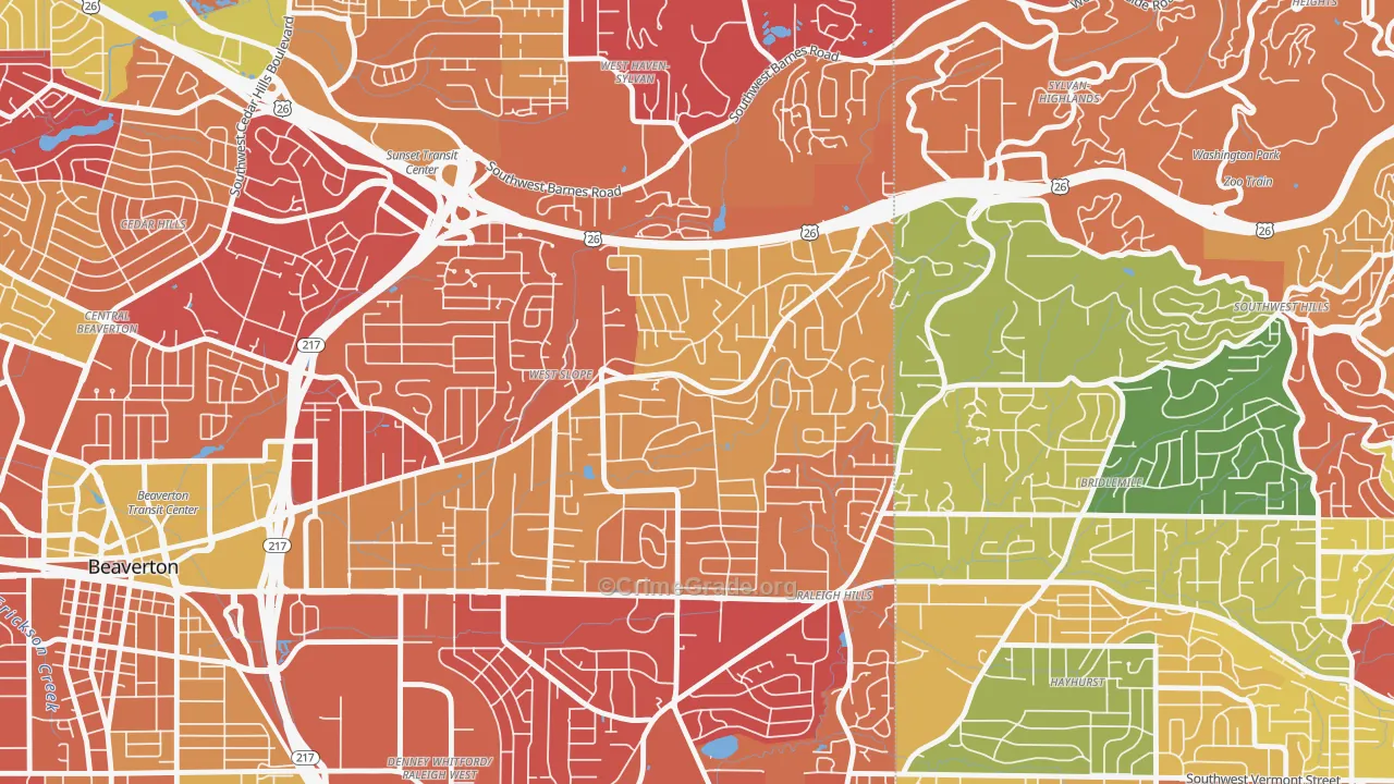 West Slope, Beaverton, OR Map of Arson Rates