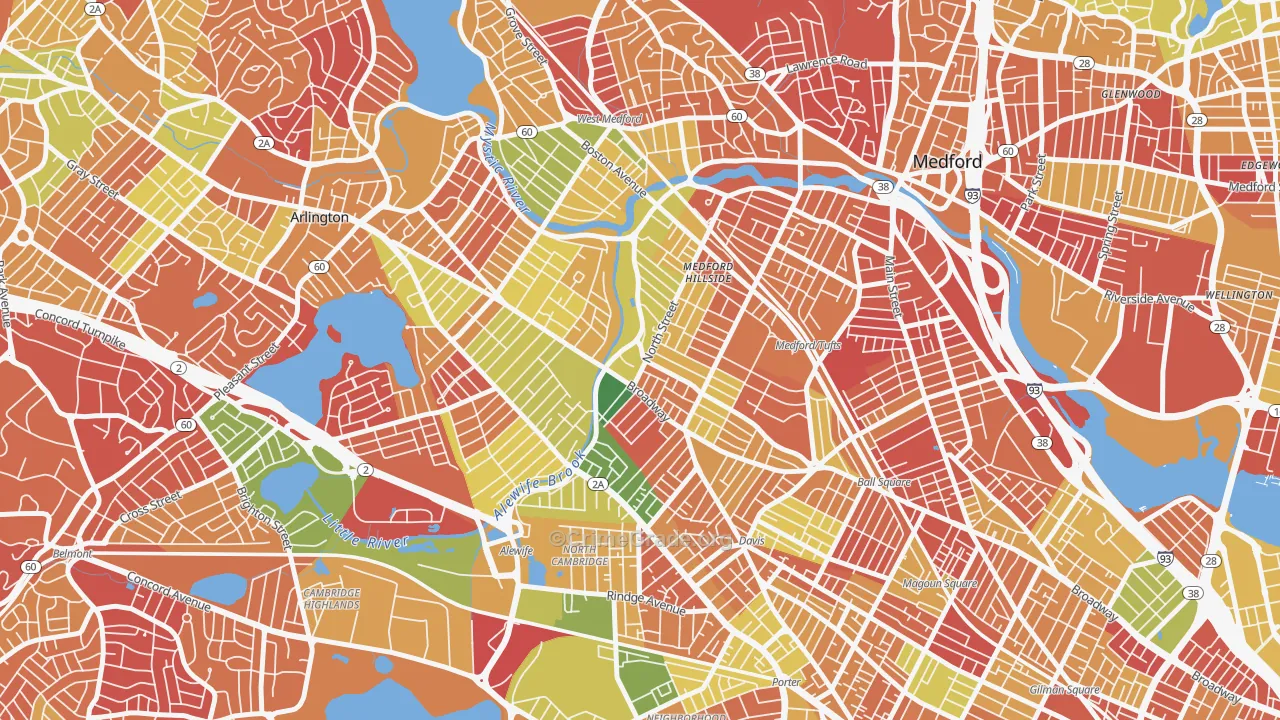 West Somerville, Somerville, MA Map of Arson Rates