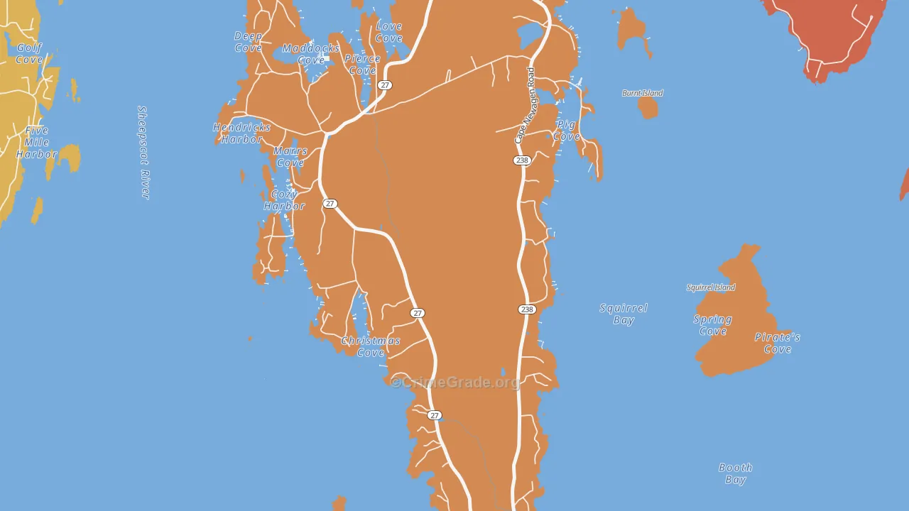 West Southport, ME Map of Arson Rates