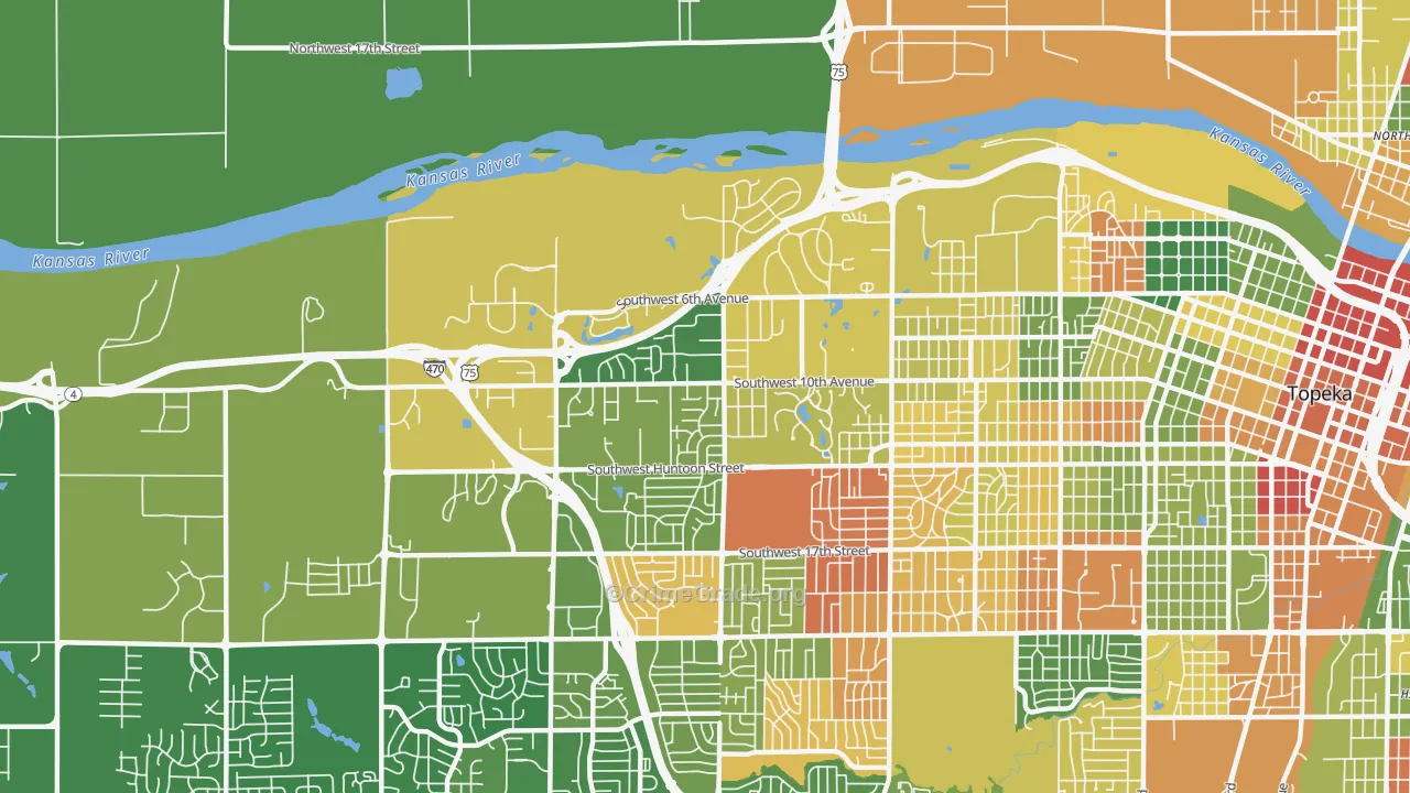 West Southwest 2, Topeka, KS Map of Arson Rates