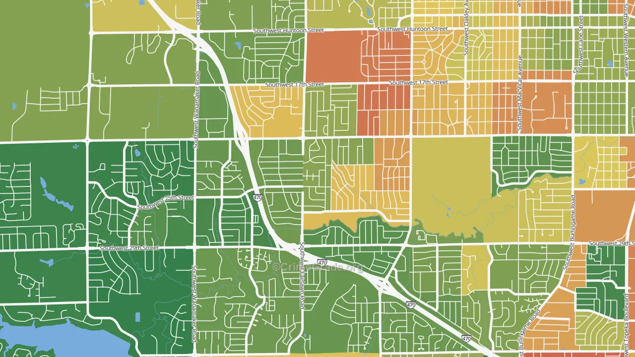 West Southwest 3, Topeka, KS Map of Arson Rates