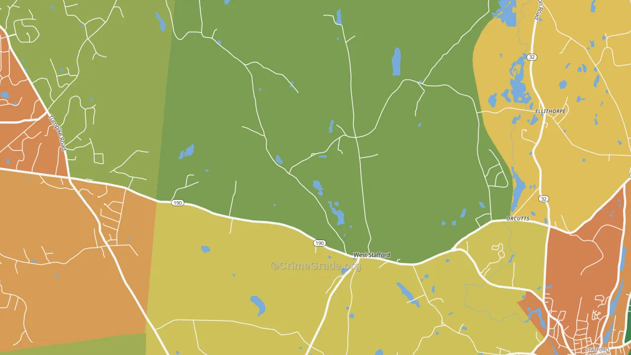 West Stafford, CT Map of Arson Rates