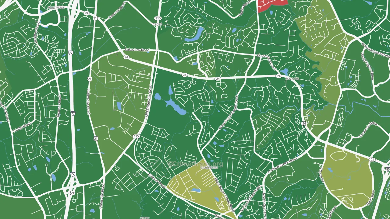 West Sugar Creek, Charlotte, NC Map of Arson Rates