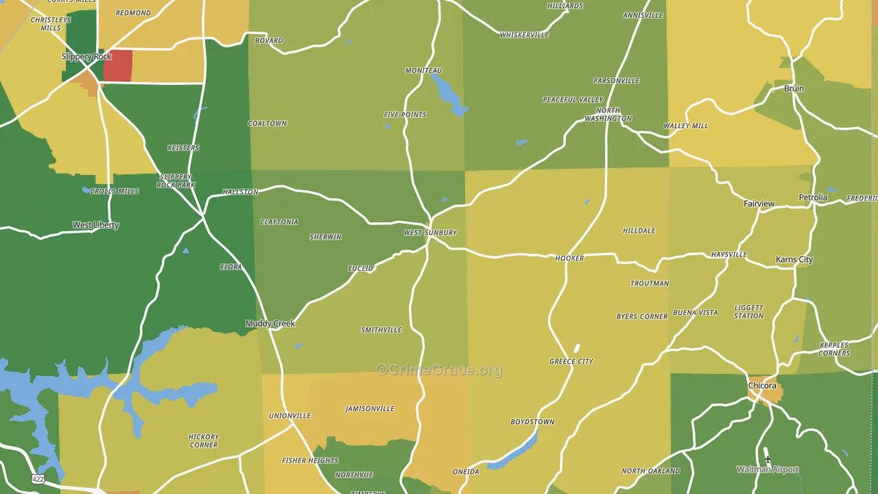 West Sunbury, PA Map of Arson Rates