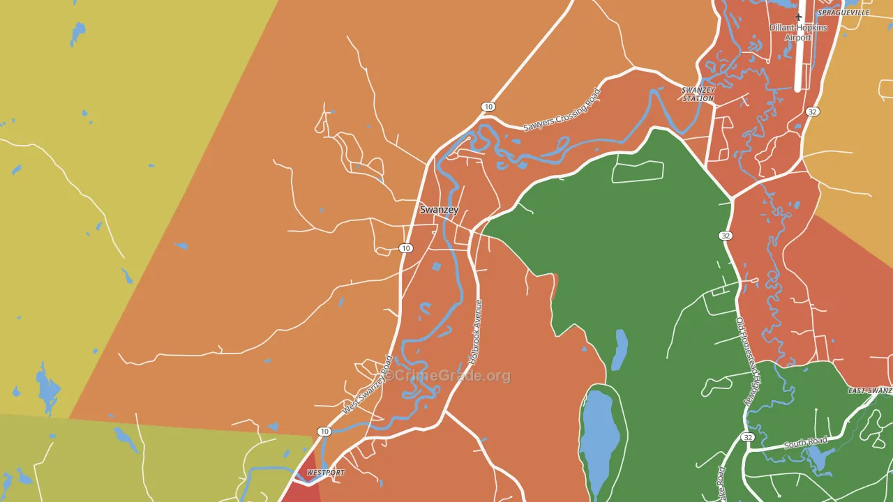 West Swanzey, NH Map of Arson Rates