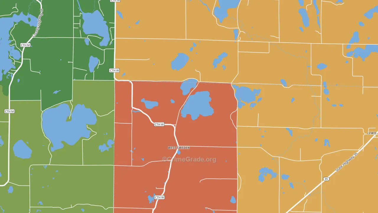 West Sweden, WI Map of Arson Rates