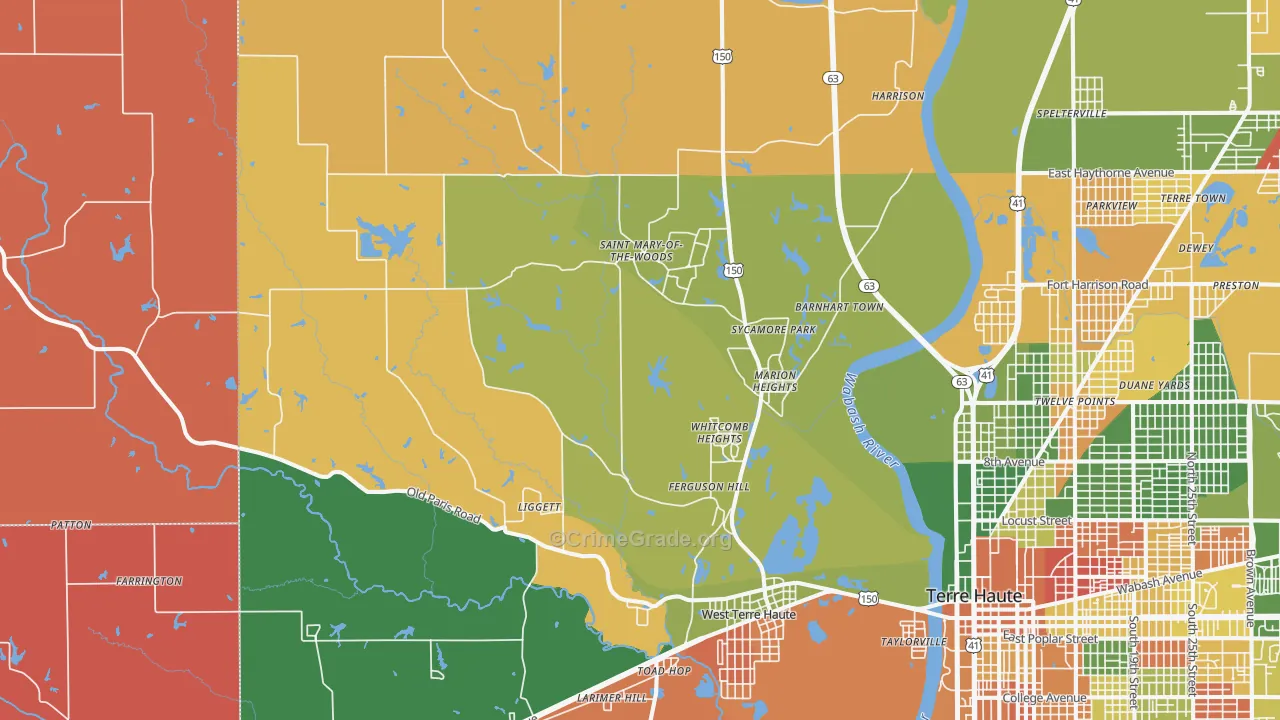 West Terre Haute, IN Map of Arson Rates