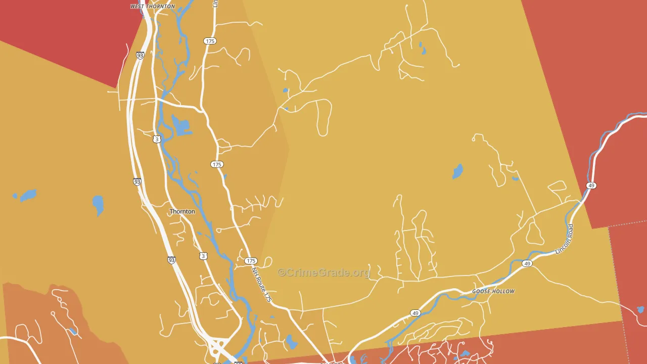 West Thornton, NH Map of Arson Rates