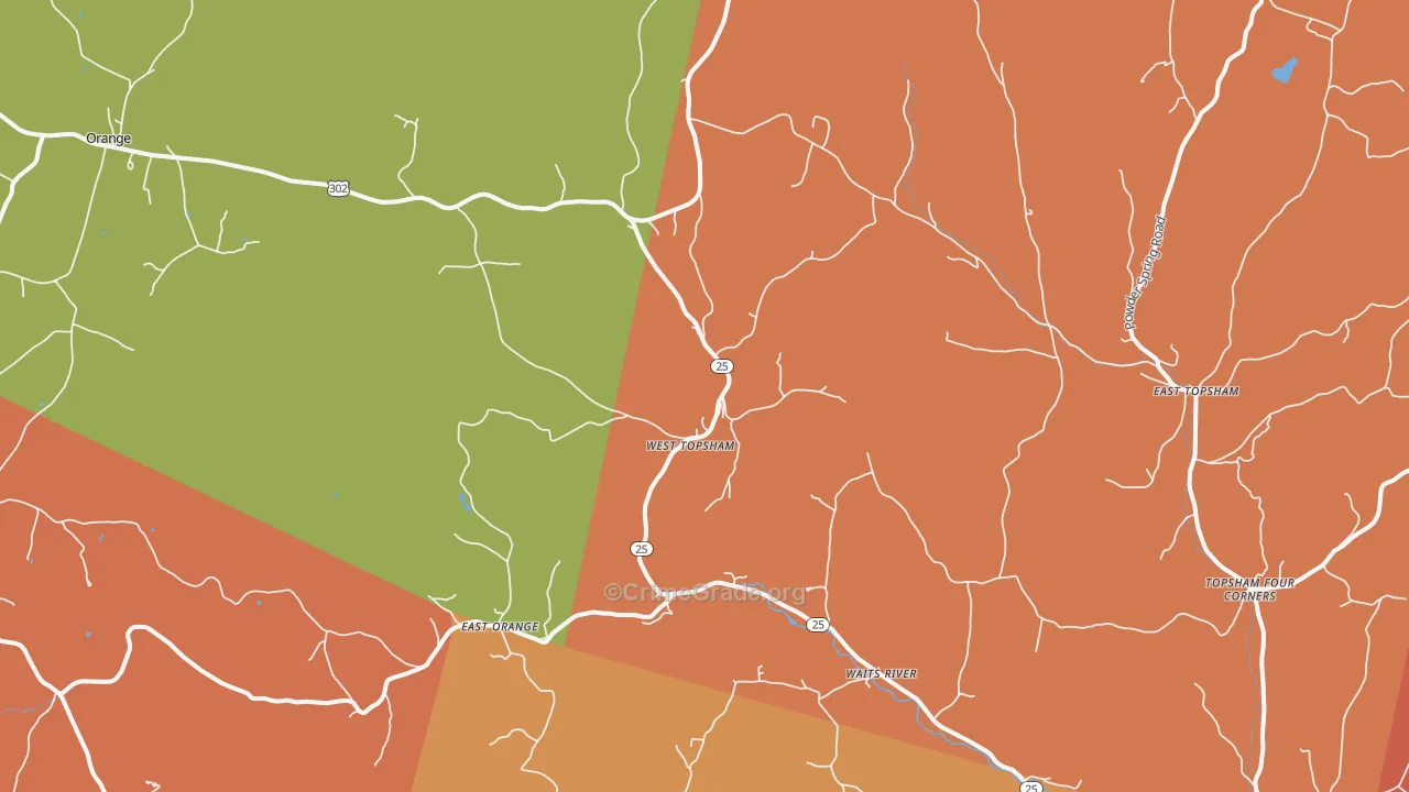 West Topsham, VT Map of Arson Rates
