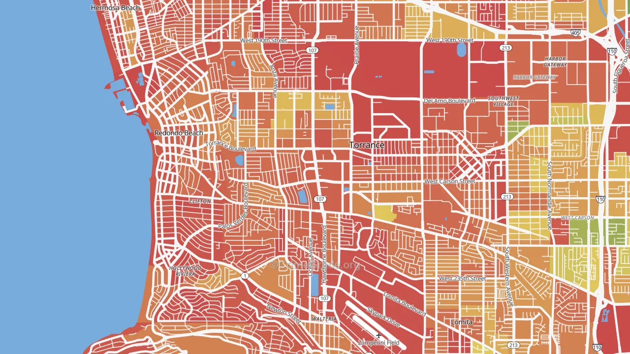 West Torrance, Torrance, CA Map of Arson Rates