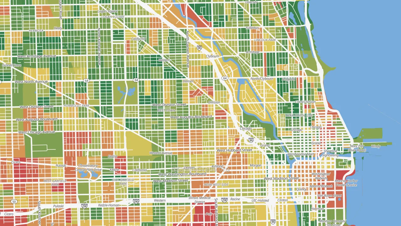 West Town, Chicago, IL Map of Arson Rates