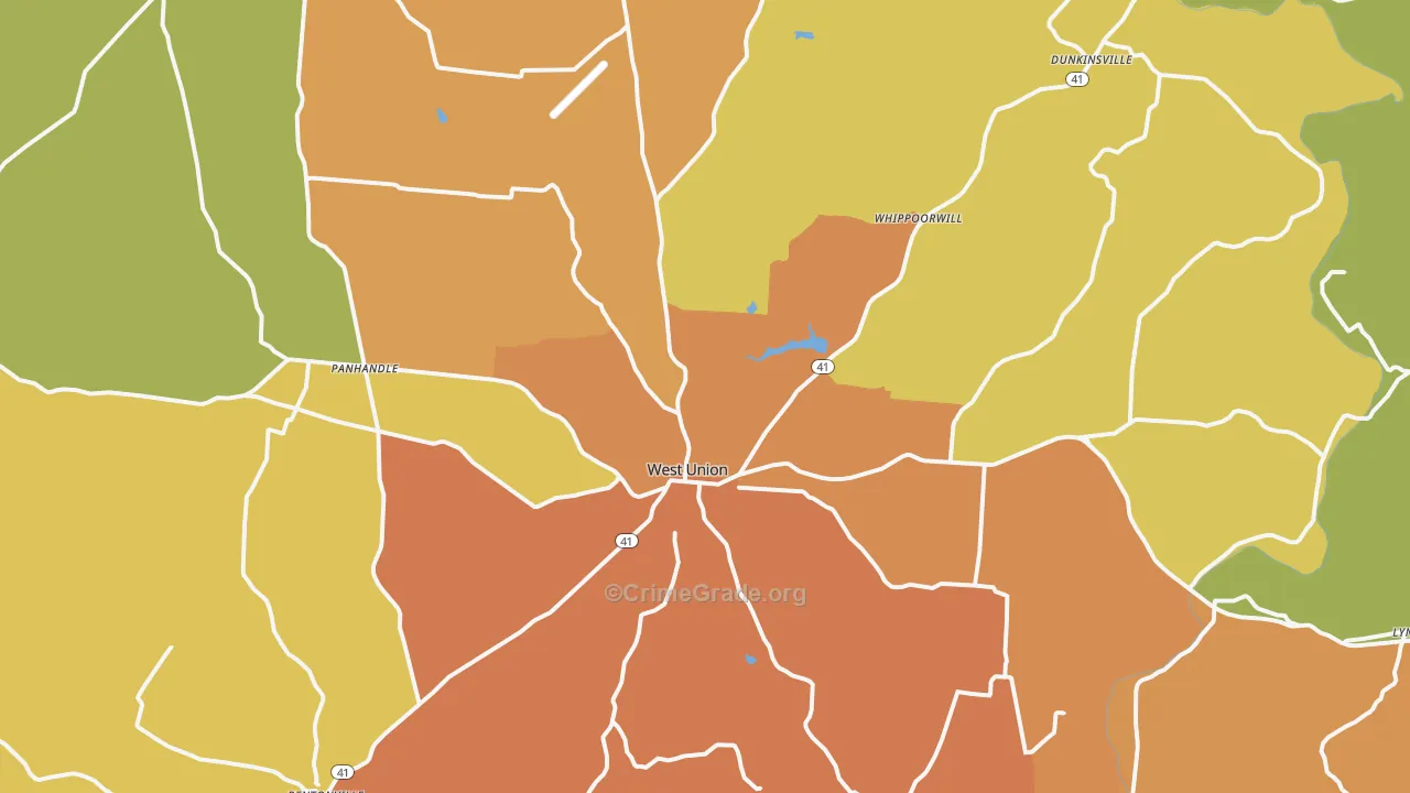 West Union, OH Map of Arson Rates